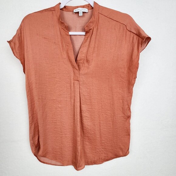 Anthropologie Tops - Anthropologie Maison d'Amelie Paris Women's V Neck Top Size XS Orange Blouse